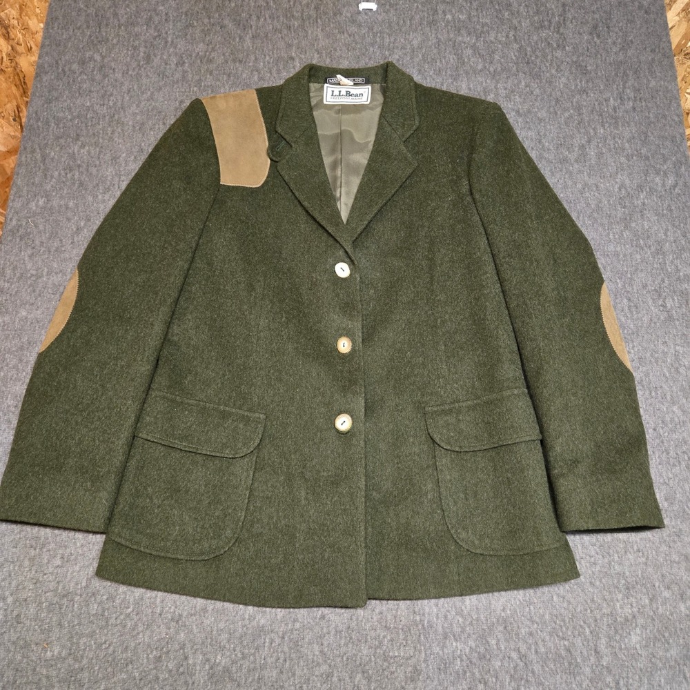 Vintage L.L.Bean Loden Shooting Blazer Womens 12 Green Wool Alpaca Preppy